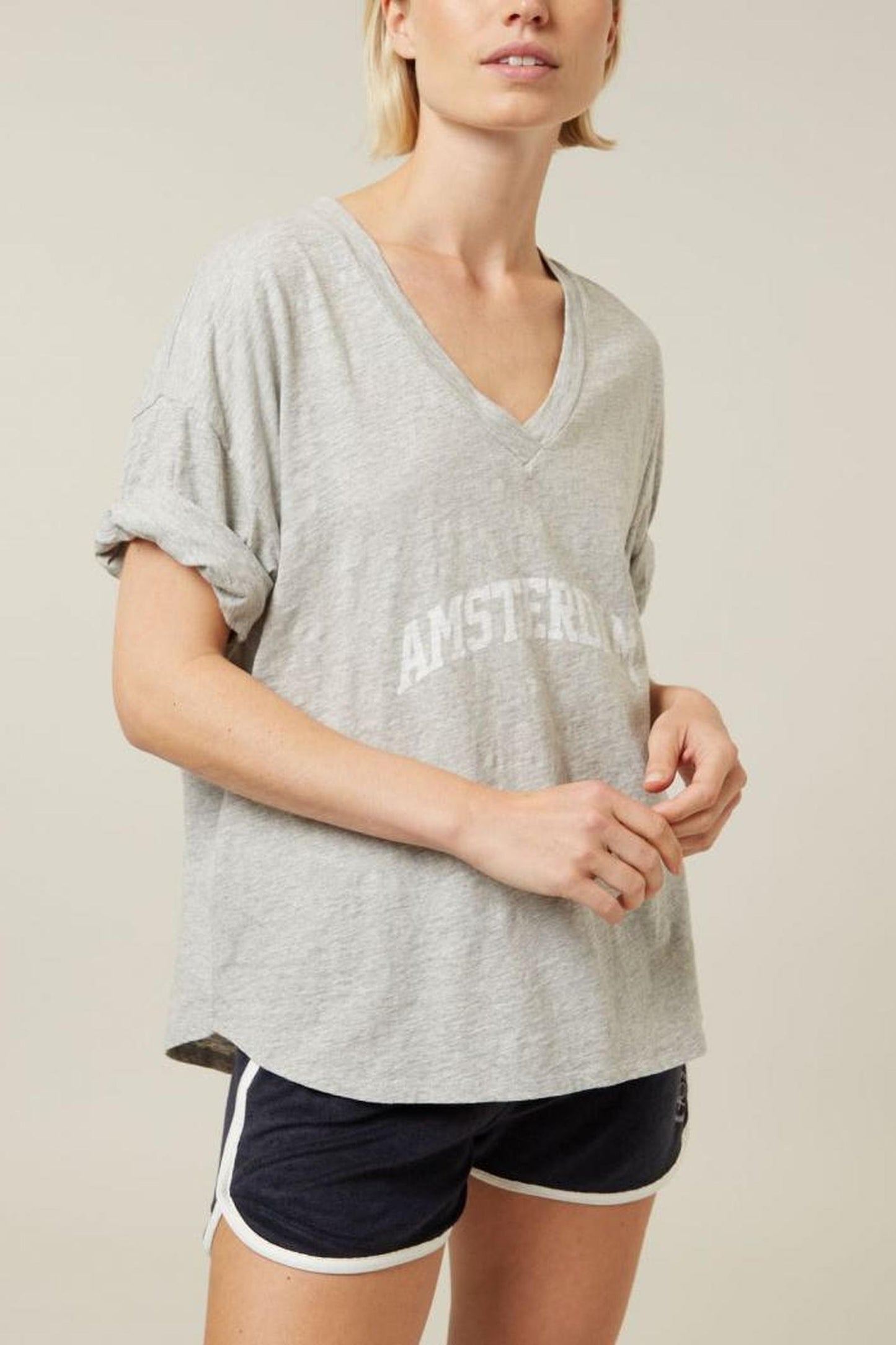 V-NECK TEE SLUB