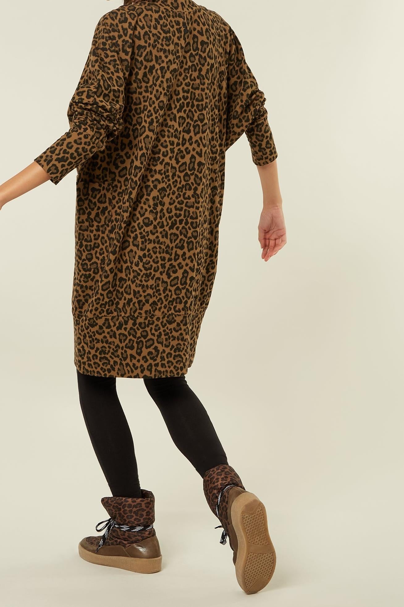 V-NECK DRESS LEOPARD