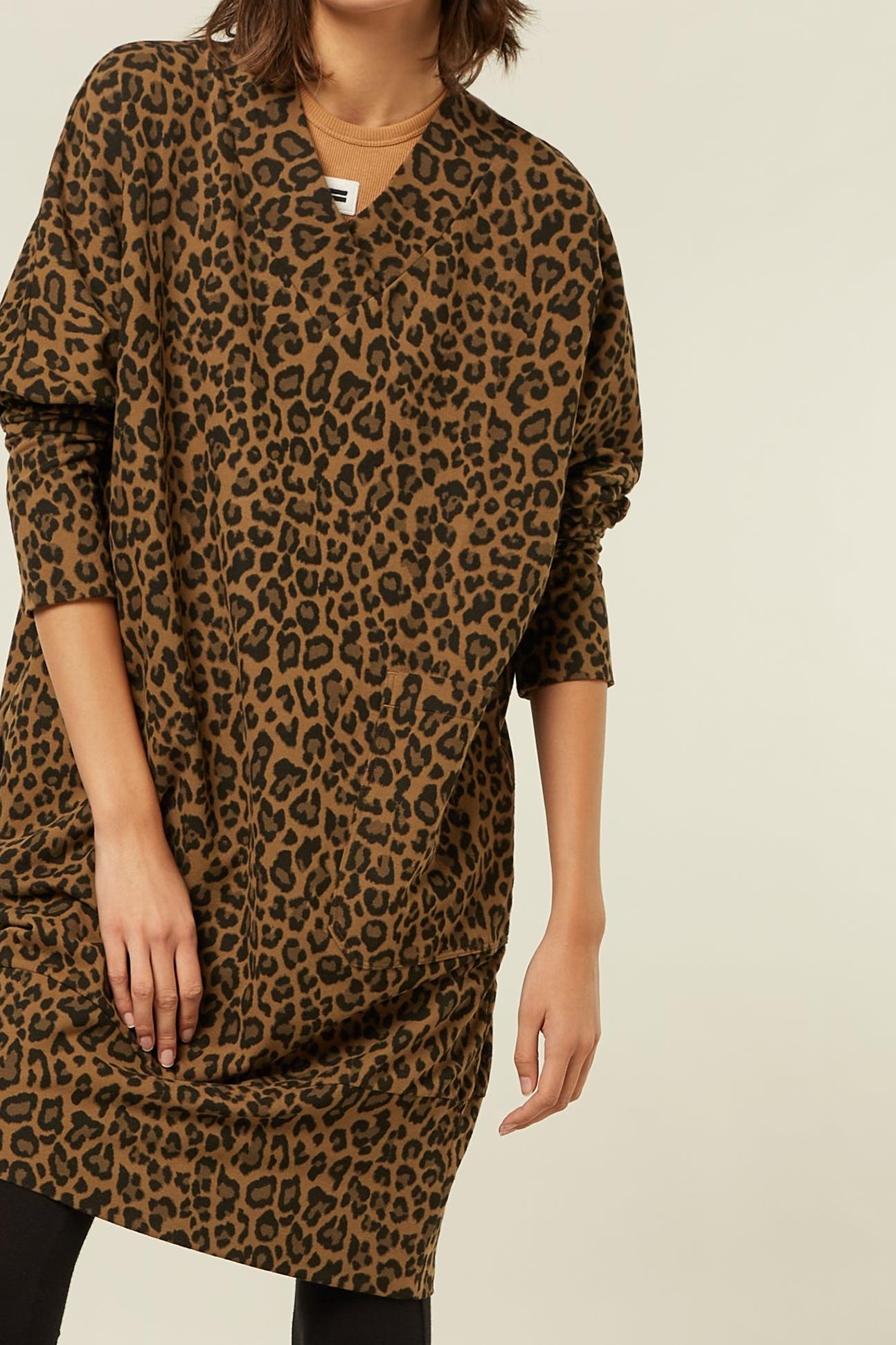 V-NECK DRESS LEOPARD