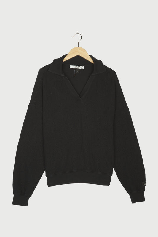 TEXTURE FLEECE POLO SWEATER