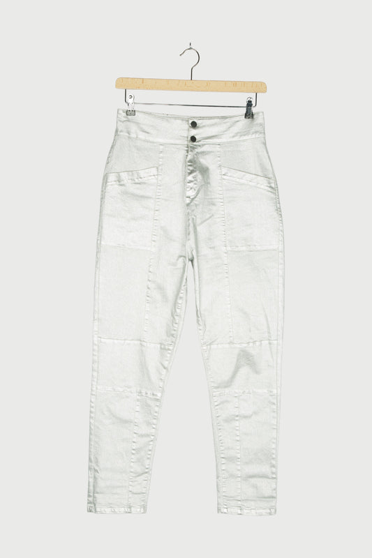 HIGH WAIST DENIM METALLIC