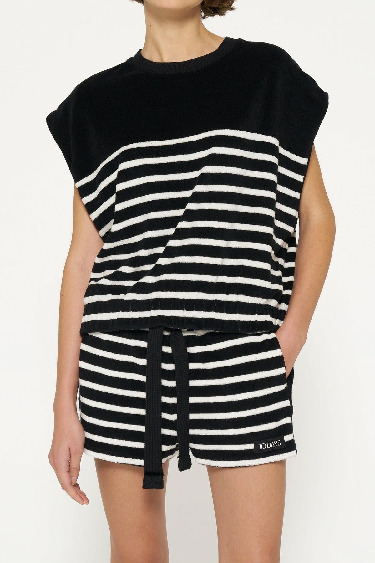 TERRY SLEEVELESS SWEATER STRIPES