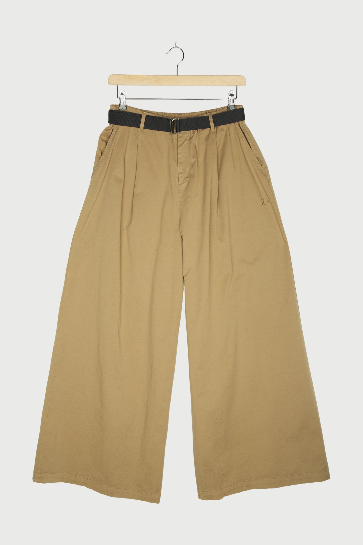 BELTED WIDE LEG PANTS TWILL