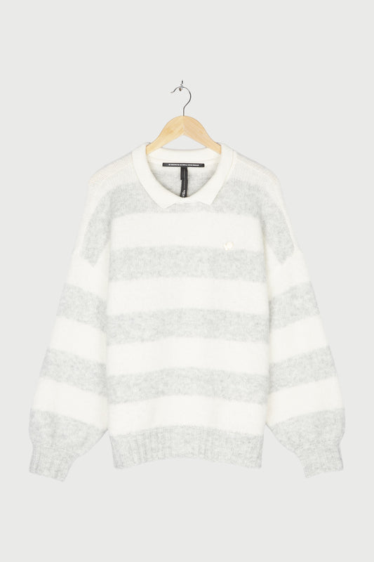 STRIPED POLO SWEATER KNIT