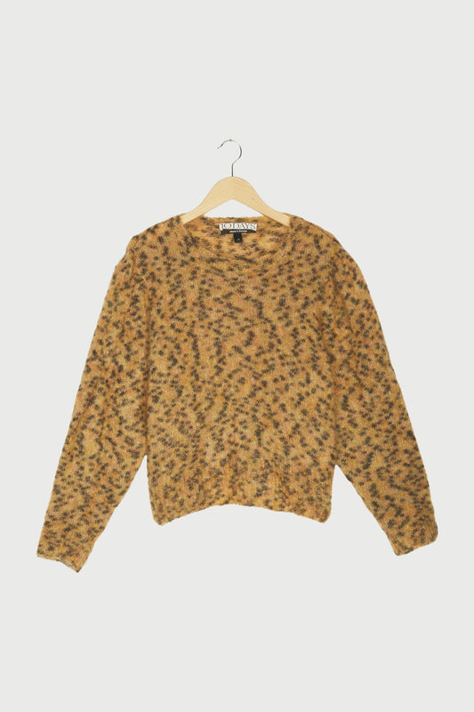 puffed sweater knit leopard