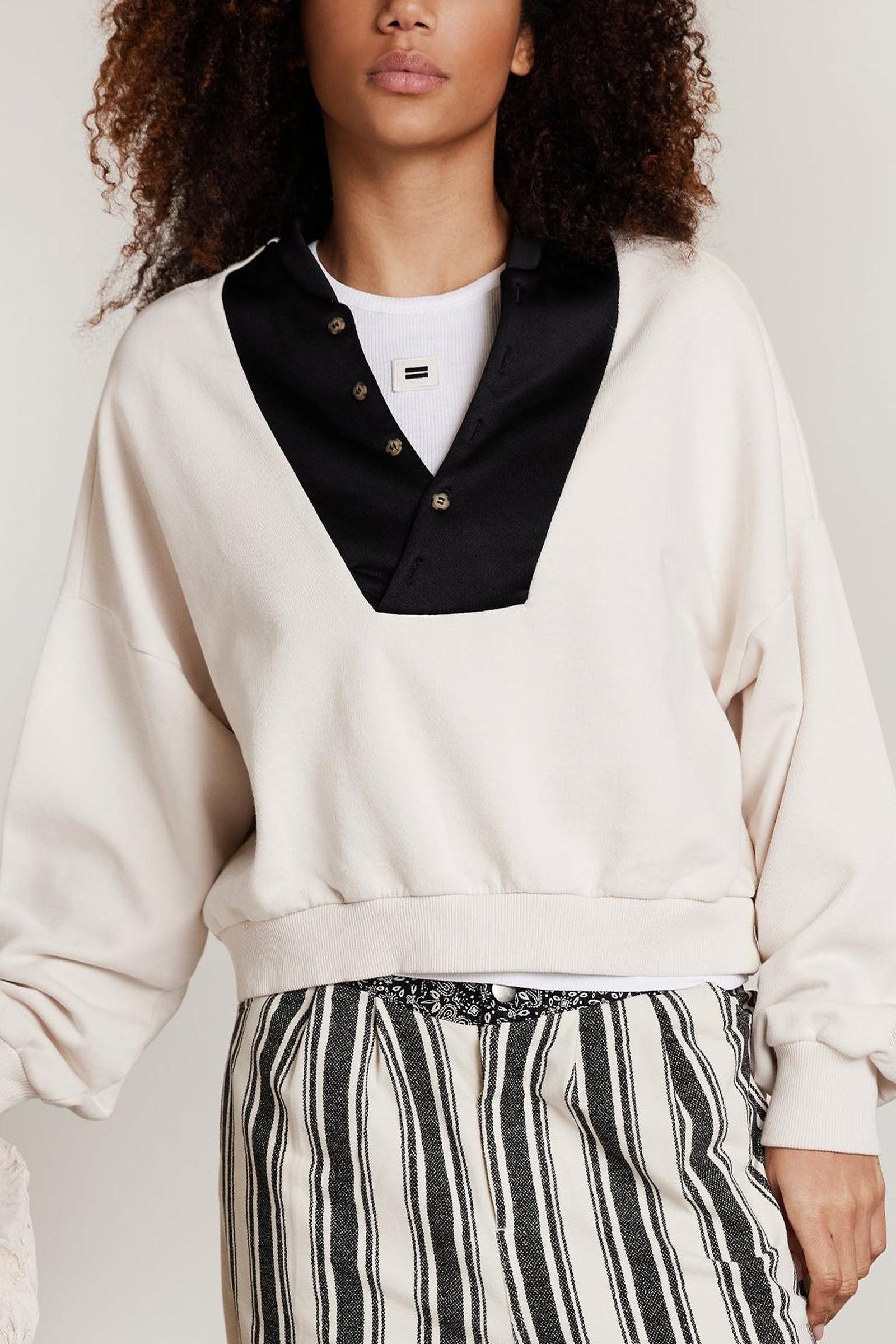 BUTTONED BIB SWEATER