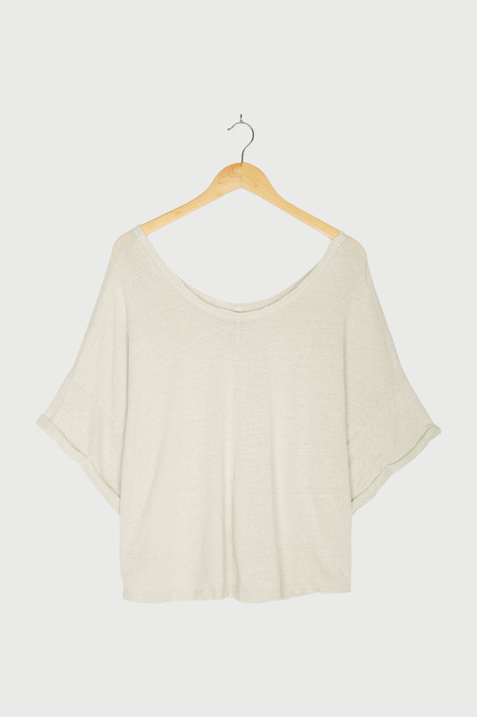 WIDE NECK TEE LINEN