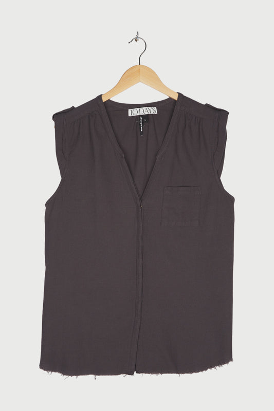 SLEEVELESS BLOUSE WAFFLE